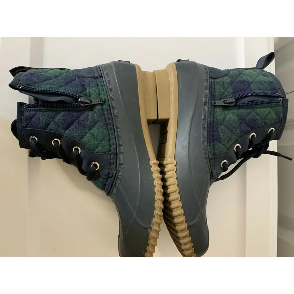 Isaac Mizrahi Live! Plaid Waterproof Boots Zip Navy - 6 M‎